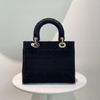 Christian Dior D-Lite Black Embroidered Canvas Tote Bag