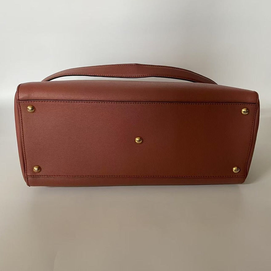 Fendi 2Jours Maroon Leather Shoulder Bag