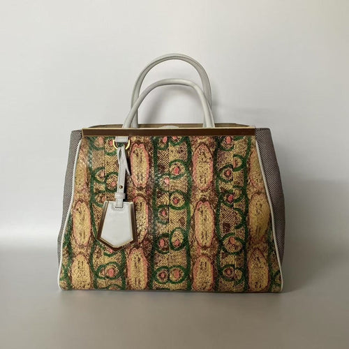Fendi  Bag in Patterned Canvas and Leather Top Handle Bag