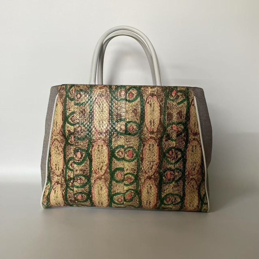 Fendi  Bag in Patterned Canvas and Leather Top Handle Bag