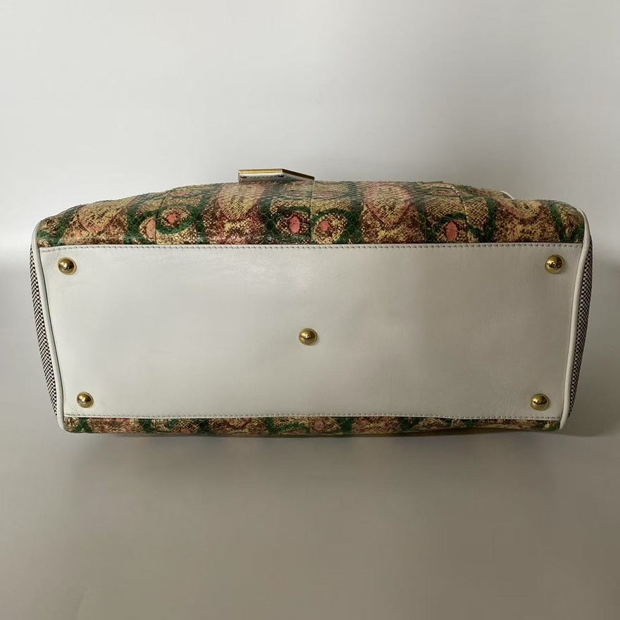 Fendi  Bag in Patterned Canvas and Leather Top Handle Bag