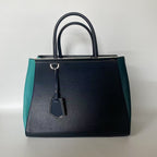 Fendi 2Jours Blue and Green Leather Tote Bag
