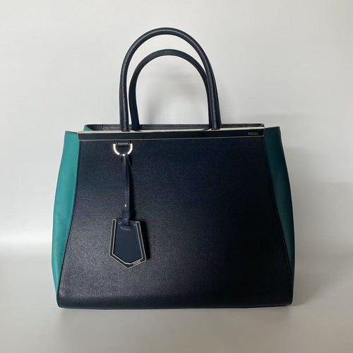 Fendi 2Jours Blue and Green Leather Tote Bag