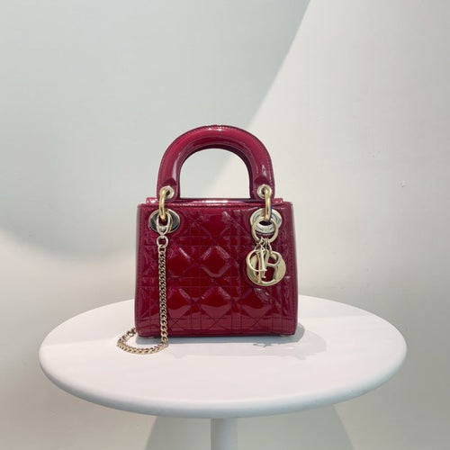 Lady Dior Mini Red Gold Hardware