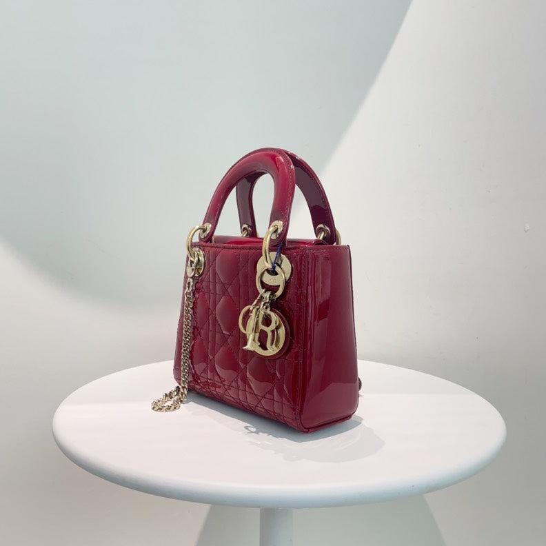 Lady Dior Mini Red Gold Hardware