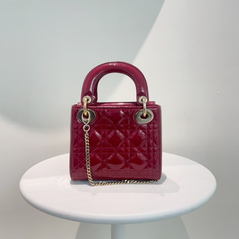 Lady Dior Mini Red Gold Hardware