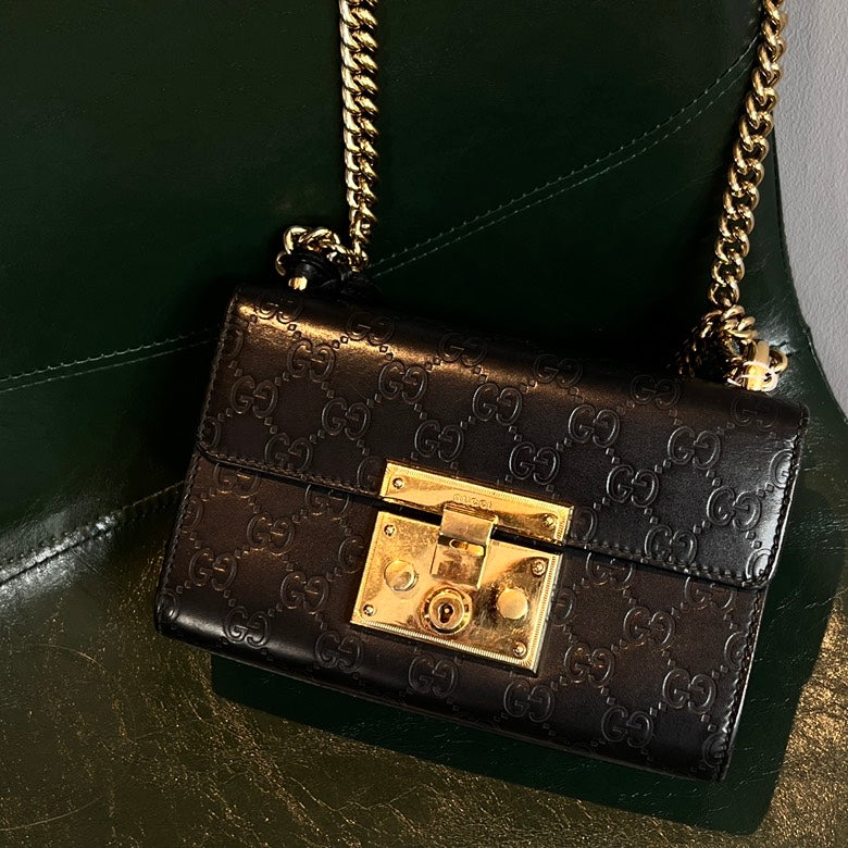 Gucci GG Marmont Leather Chain Black Shoulder Bag AF632