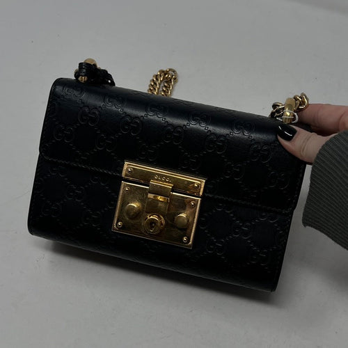 Gucci GG Marmont Leather Chain Black Shoulder Bag AF632