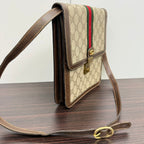 Gucci Vintage GG Supreme Canvas Shoulder Bag Brown Medium
