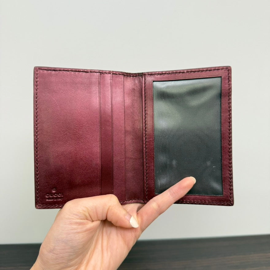 Gucci GG Heart Card Case N432909 Burgundy Leather Card Holder