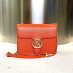 Gucci Chain Bag 2881 in Orange Leather - Crossbody