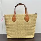 Gucci Straw Leather Beige 2-Way Tote Bag LB110057