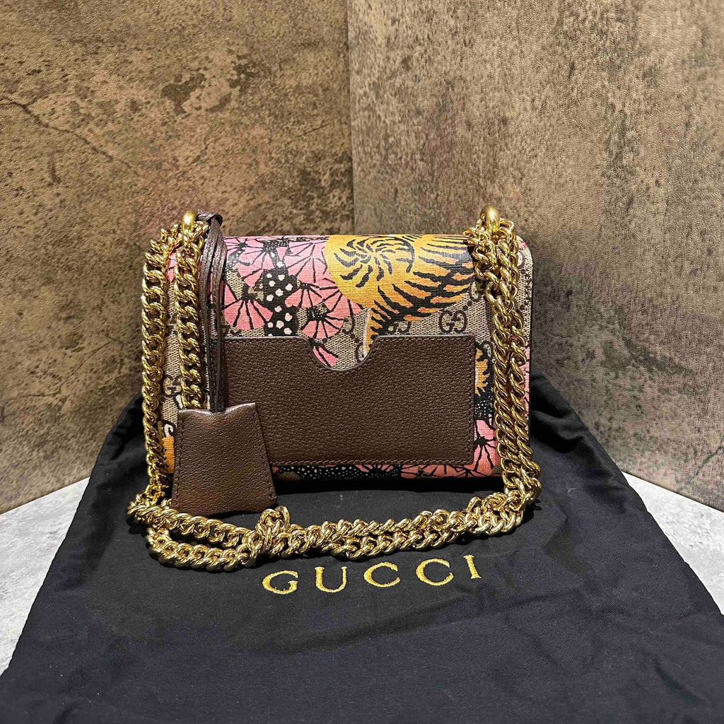 Gucci Padlock Shoulder Bag Beige Multicolor Leather