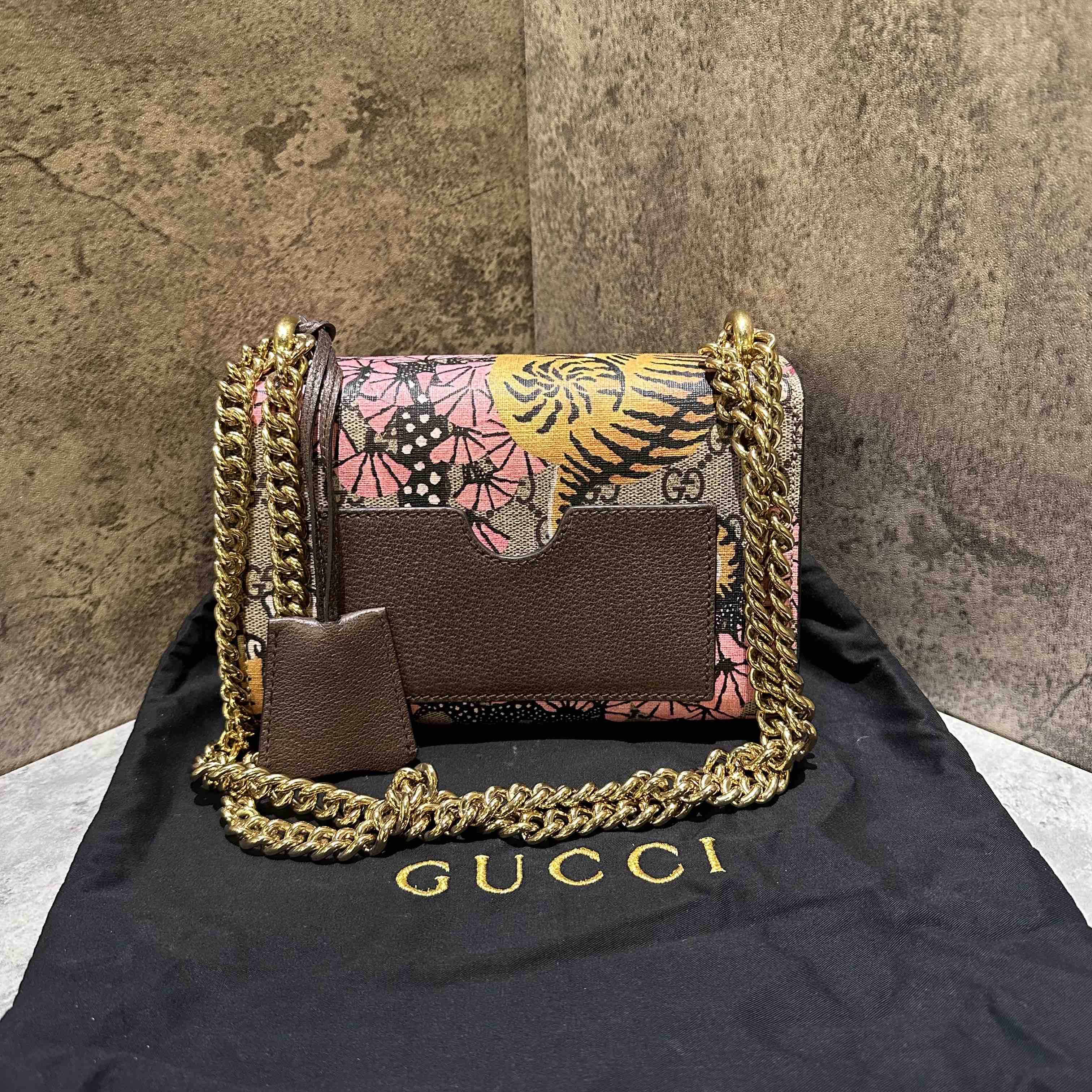 Gucci Padlock Shoulder Bag Beige Multicolor Leather