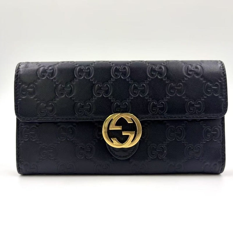 Gucci   Interlocking G Leather Wallet Black