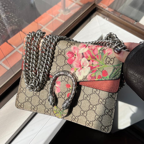 Gucci Dionysus Floral Print GG Supreme Canvas Shoulder Bag Beige