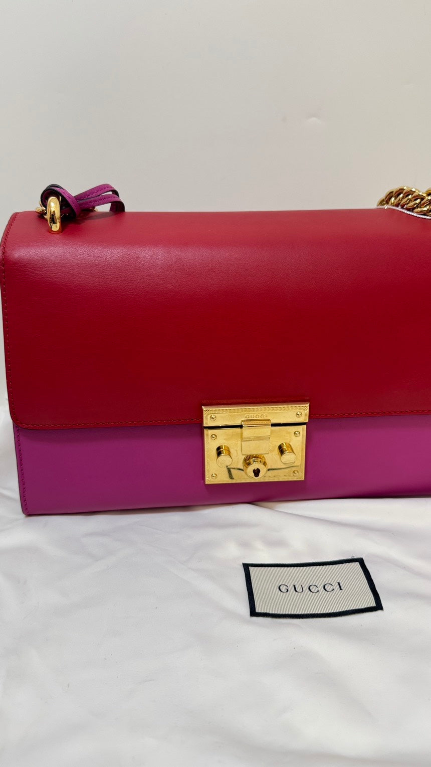 Gucci Padlock Bag Red/Pink Leather Shoulder Bag