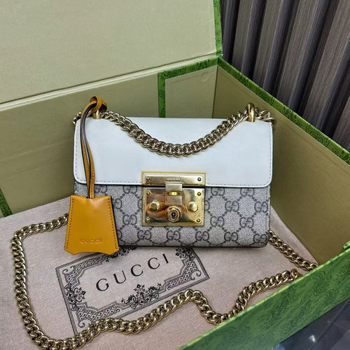 Gucci Padlock Shoulder Bag White GG Canvas
