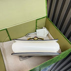 Gucci Sylvie White Leather Shoulder Bag with Bee Accent