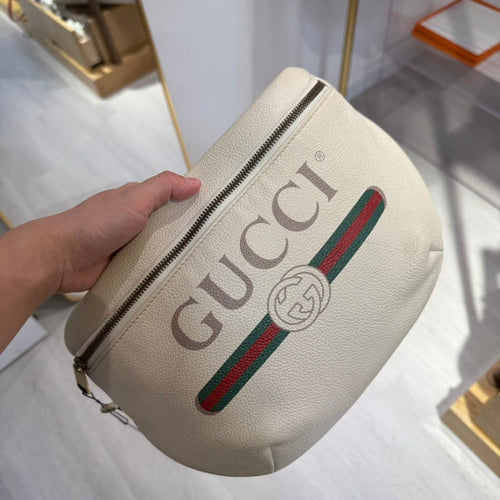 Gucci   Oversize White Leather Chest or Wrist Bag