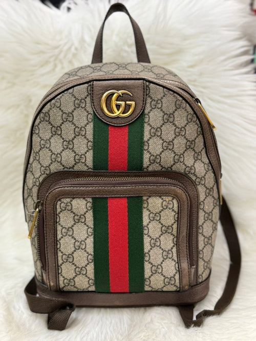 Gucci GG Supreme Ophidia Backpack Beige Canvas
