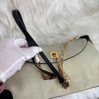Gucci Suede Beige Black Tiger Head Shoulder Bag