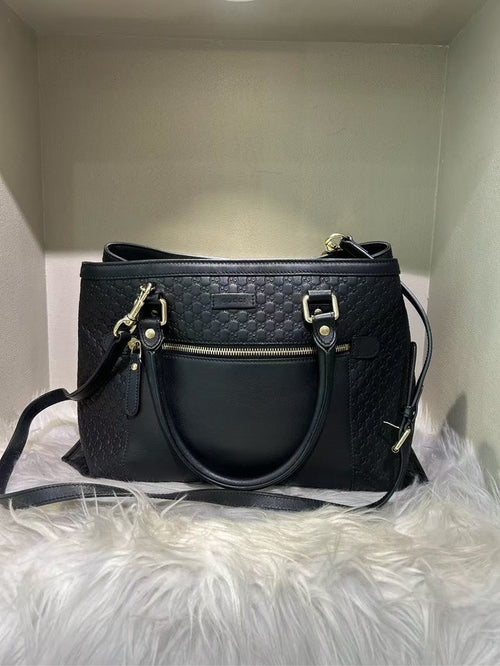 GUCCI GG Microguccissima Black Leather Satchel