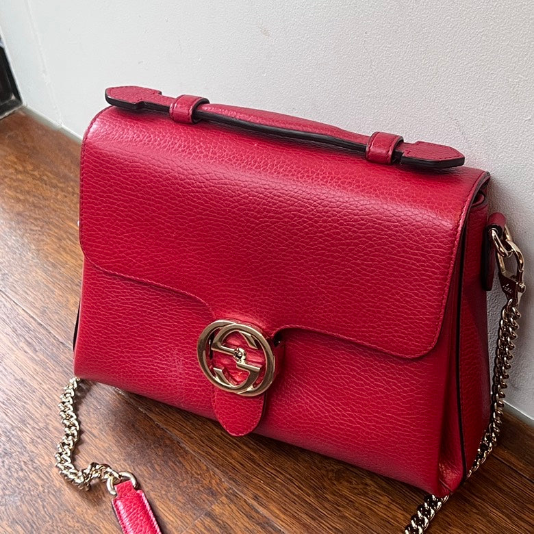 Gucci Interlocking Leather Chain Shoulder Bag AF781