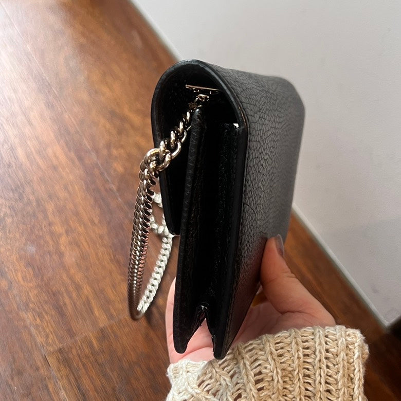 Gucci   Interlocking Leather Chain Shoulder Bag Black - AF939