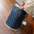 Gucci GG Marmont Drawstring Chain Shoulder Bag AG191, Navy Leather