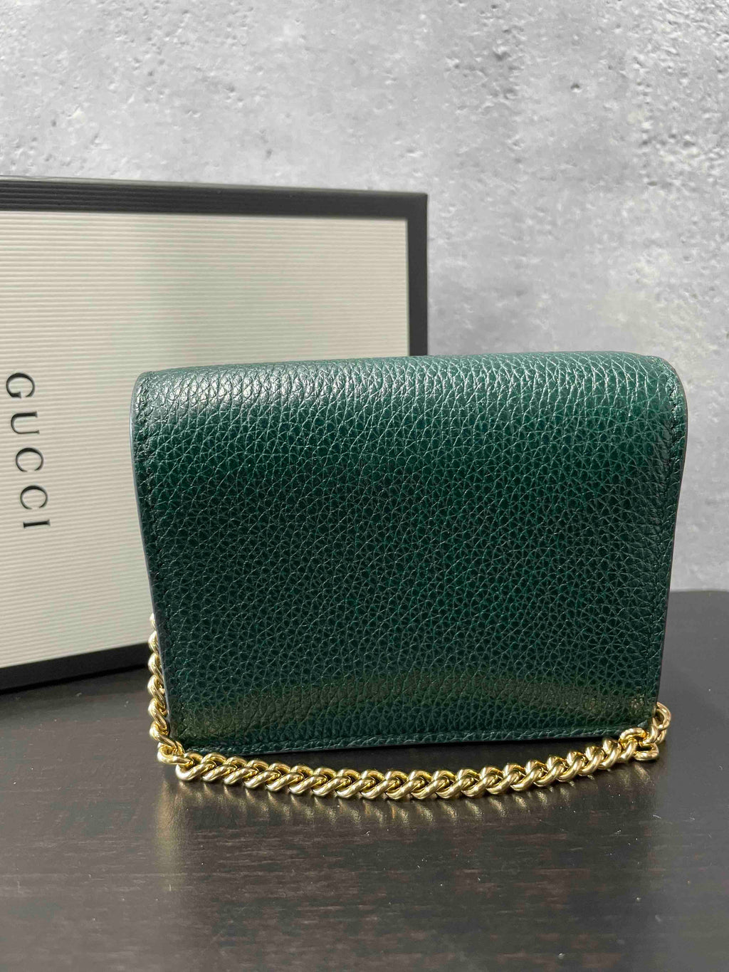 Gucci Horsebit Chain Wallet JX68950100 Green Leather Wallet