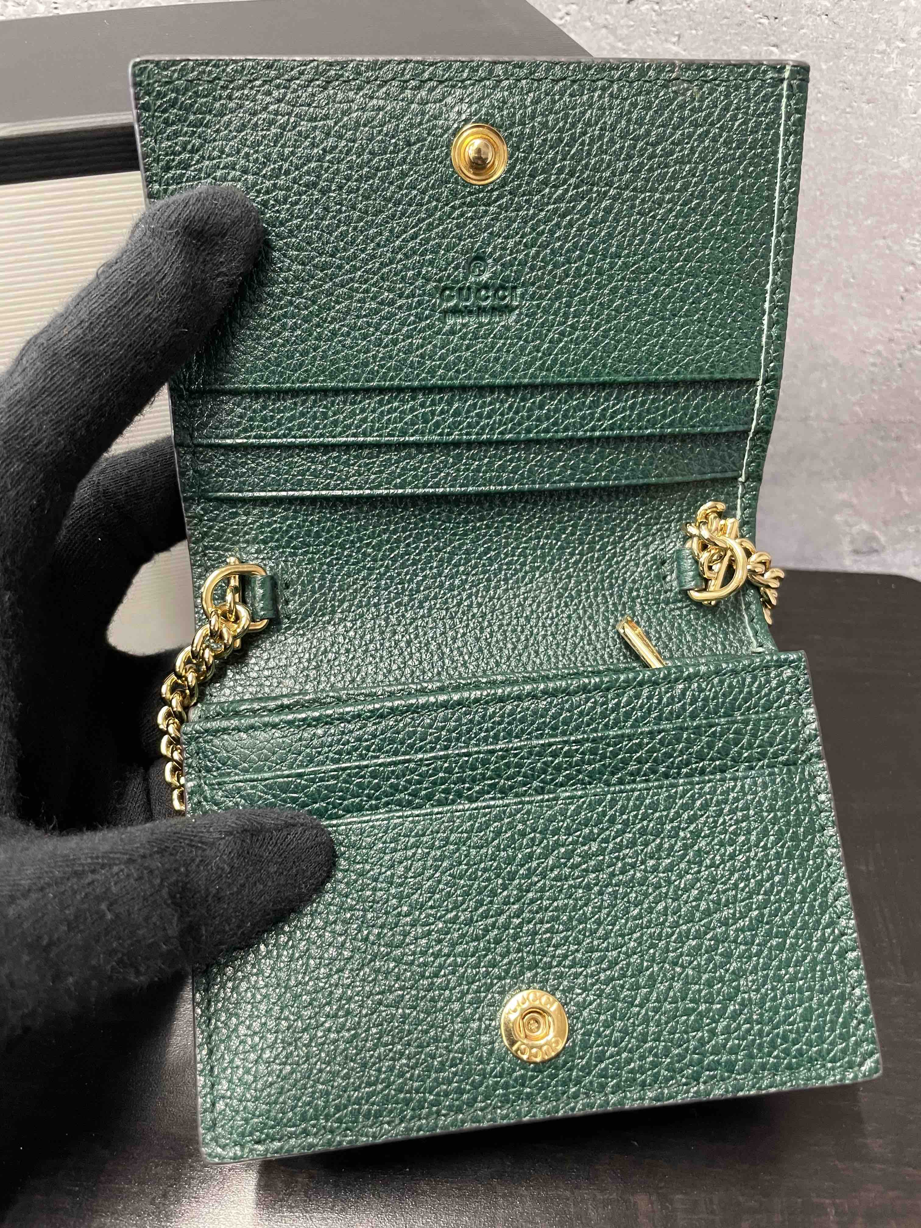 Gucci Horsebit Chain Wallet JX68950100 Green Leather Wallet