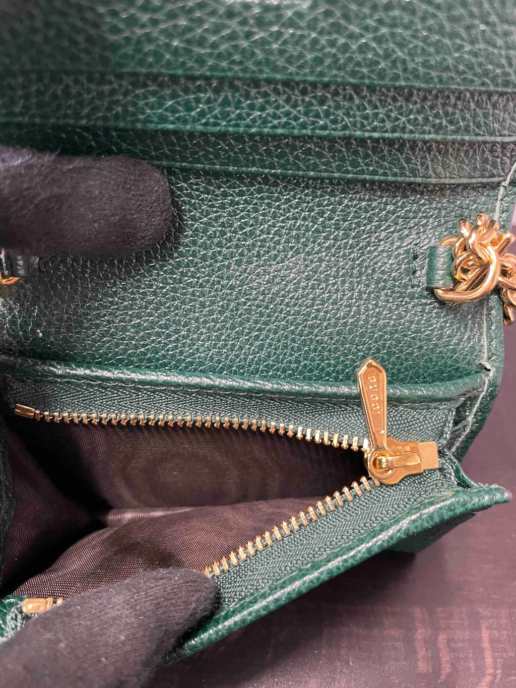 Gucci Horsebit Chain Wallet JX68950100 Green Leather Wallet