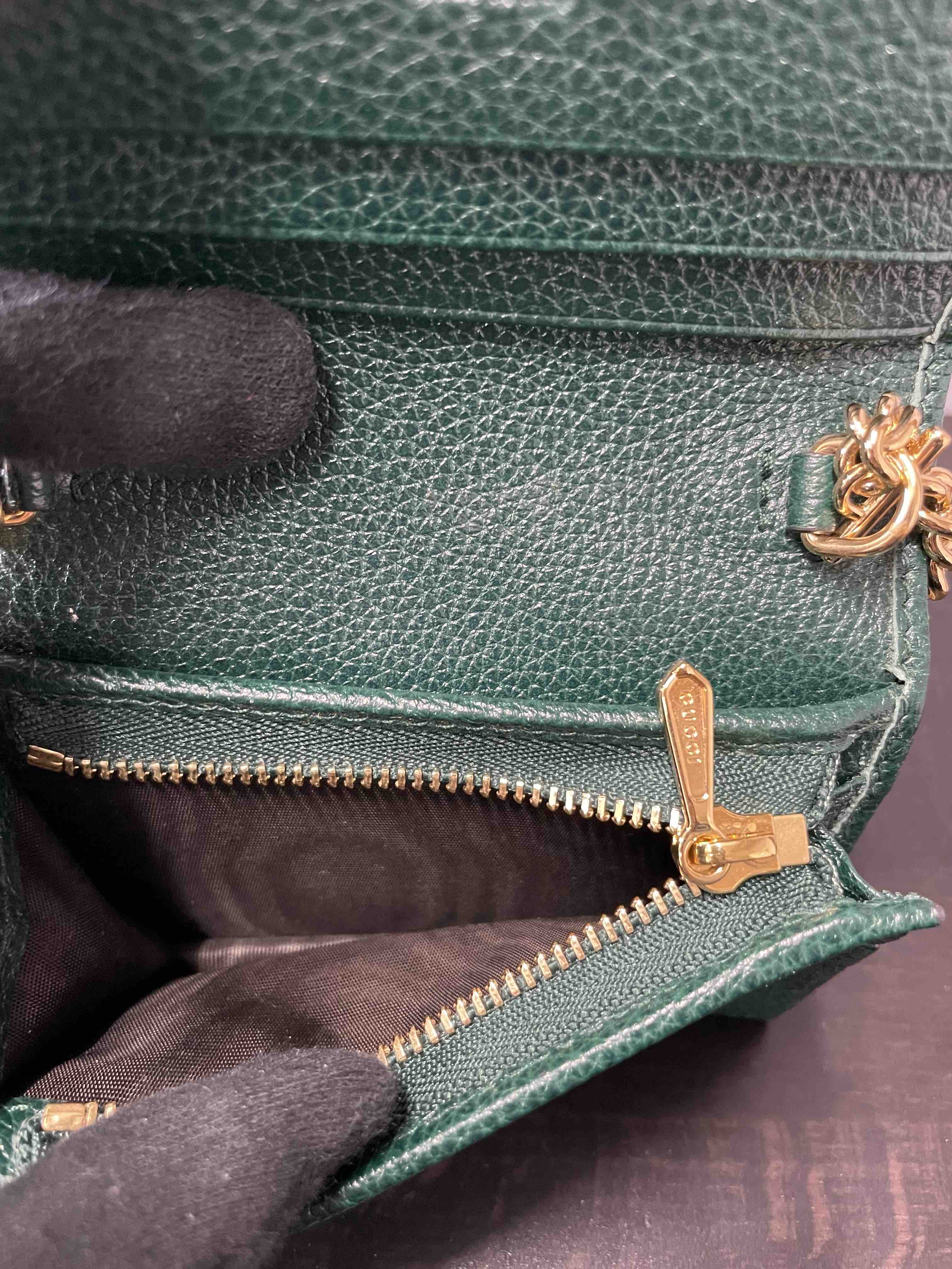 Gucci Horsebit Chain Wallet JX68950100 Green Leather Wallet
