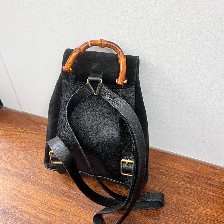 Gucci   Bamboo Backpack AG367 Black Leather
