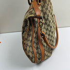 Gucci Vintage Hobo Underarm Tote Brown Canvas Shoulder Bag