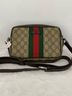 Gucci Monogram Camera Box Beige Canvas Crossbody Bag