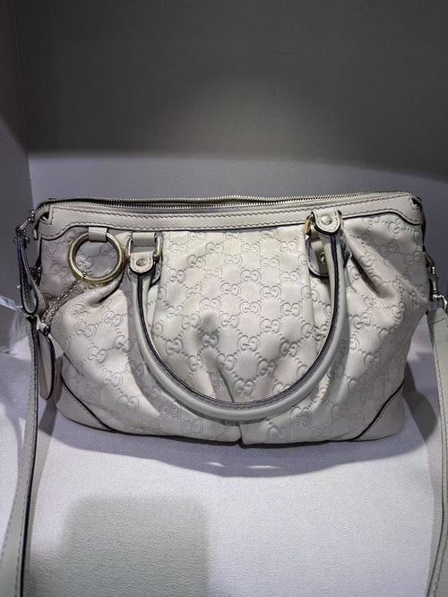 Gucci White GG Canvas Sukey Shoulder Bag