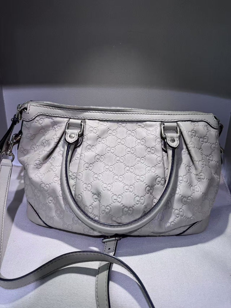 Gucci White GG Canvas Sukey Shoulder Bag