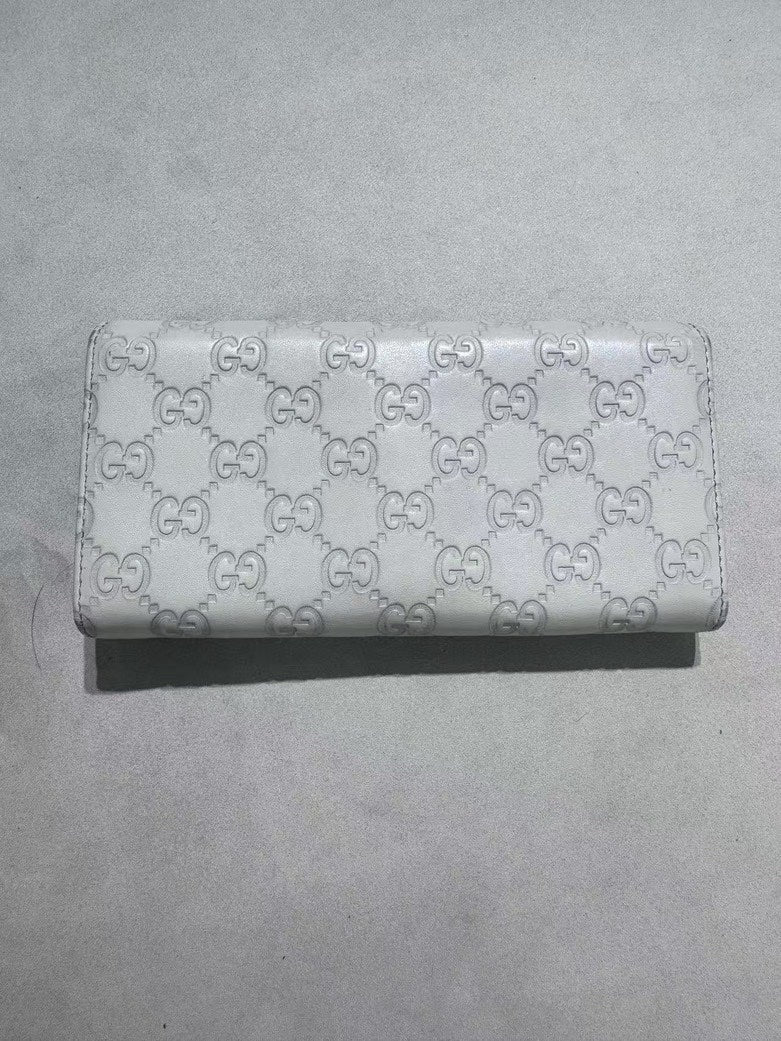Gucci White GG Guccissima Canvas Clutch Wallet