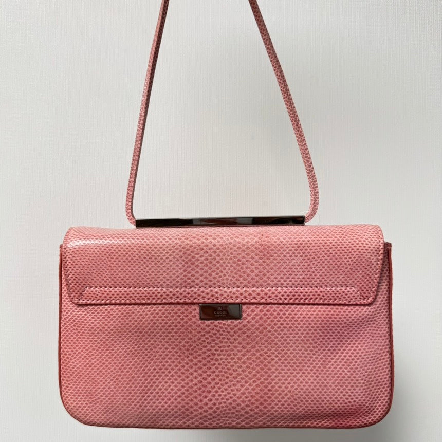 GUCCI Pink Lizard Shoulder Bag - Vintage Style