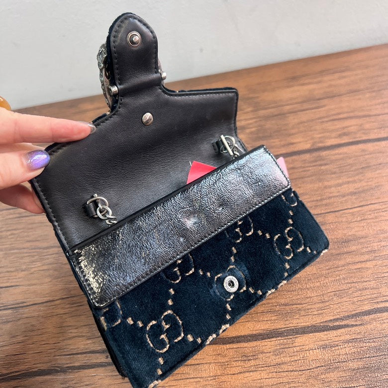 Gucci Suede&Leather Chain Shoulder Bag