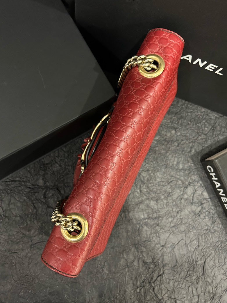 Gucci Red Emily 30 Tassel Chain Shoulder Bag