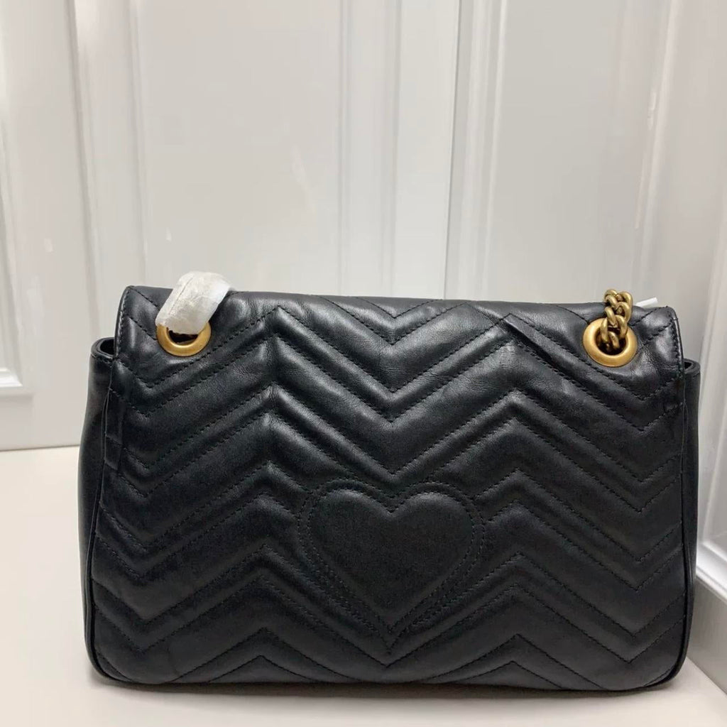 Gucci Marmont Black GG Cowskin Shoulder Bag - BJ1101704065