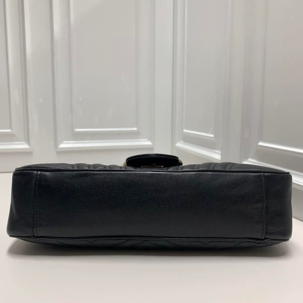 Gucci Marmont Black GG Cowskin Shoulder Bag - BJ1101704065