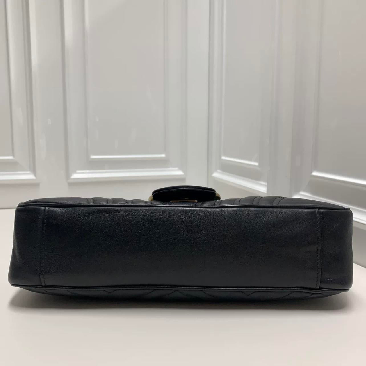 Gucci Marmont Black GG Cowskin Shoulder Bag - BJ1101704065