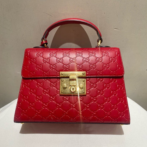 Gucci GG Marmont Red Leather Shoulder Bag with Longer Strap
