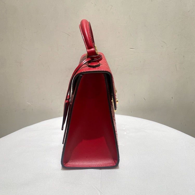 Gucci GG Marmont Red Leather Shoulder Bag with Longer Strap