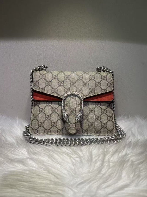 GUCCI Dionysus Beige Canvas Crossbody Bag