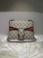 GUCCI Dionysus Beige Canvas Crossbody Bag